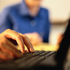 closeup of hand on a keyboard